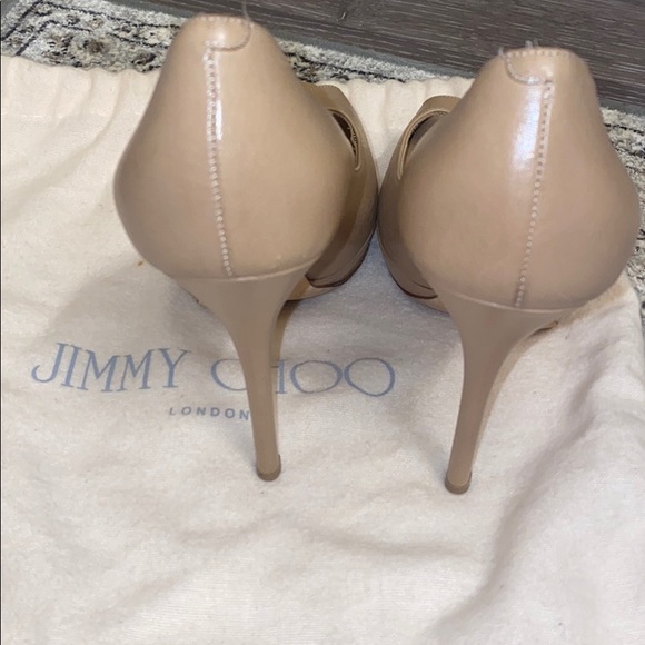 Jimmy Choo Nude Leather ‘Quiet’ Peep Toe Platform - Picture 3 of 10